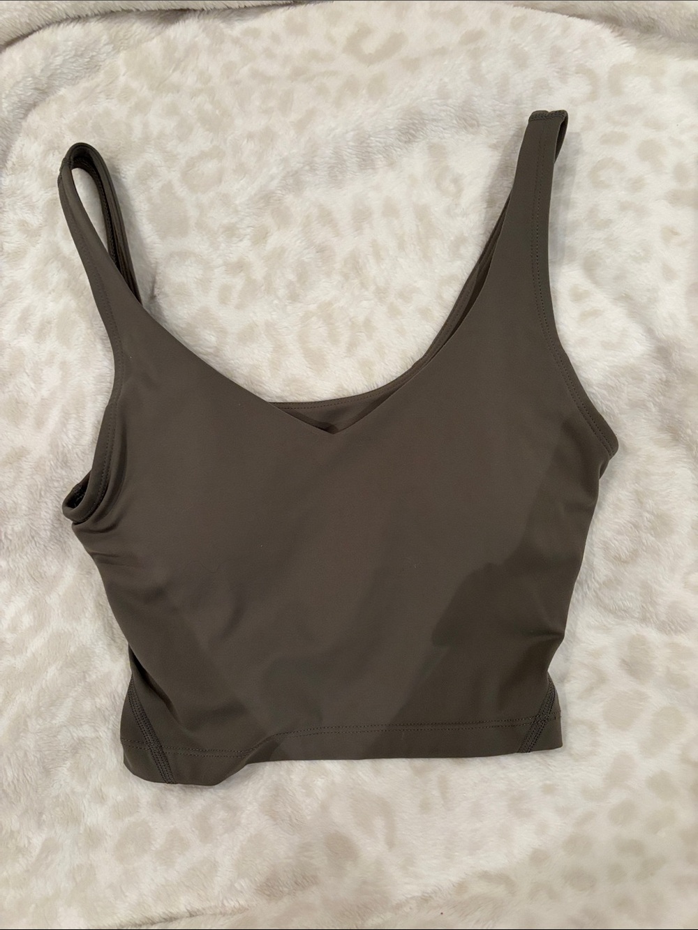 Simple V-Neck Crop Tank in Dark Olive